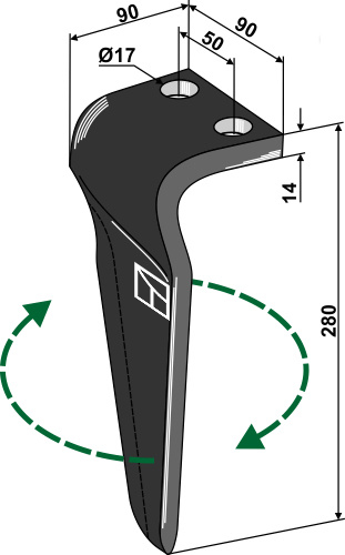 Kreiseleggenzinken, rechte Ausführung geeignet für: Maschio / Gaspardo diente de grada rotativa 