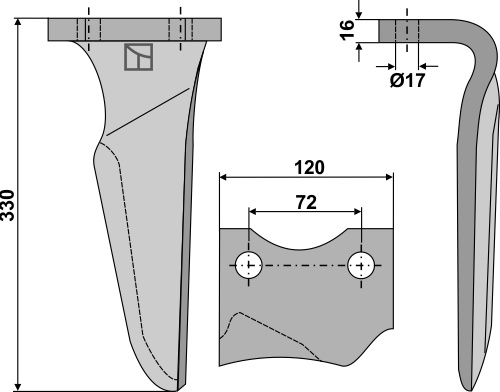 Kreiseleggenzinken, linke Ausführung geeignet für: Vogel u. Noot Зуб ротационной бороны