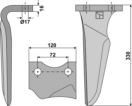 Kreiseleggenzinken, rechte Ausführung geeignet für: Vogel u. Noot Зуб ротационной бороны