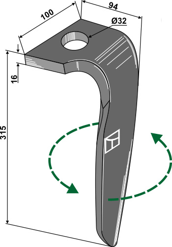 Kreiseleggenzinken, linke Ausführung geeignet für: Rabe cuţit pentru grape rotativă