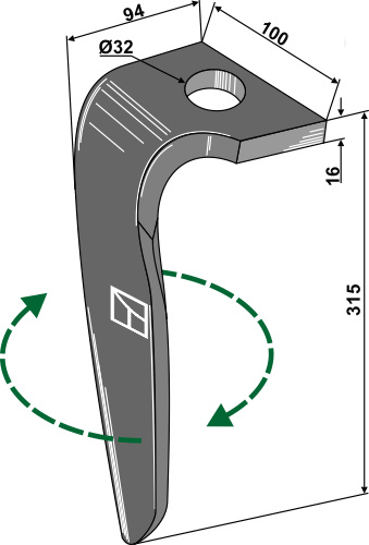 Kreiseleggenzinken, rechte Ausführung geeignet für: Rabe Зуб ротационной бороны