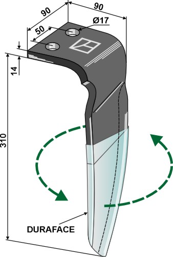 Kreiseleggenzinken (DURAFACE) - linke Ausführung geeignet für: Vigolo tine for rotary harrow