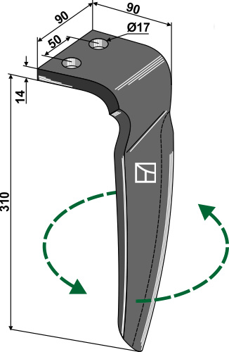 Kreiseleggenzinken, linke Ausführung geeignet für: Vigolo dent pour herse rotative