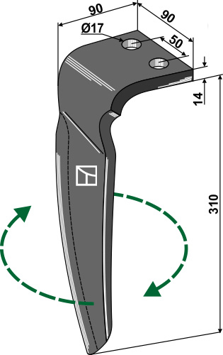 Kreiseleggenzinken, rechte Ausführung geeignet für: Vigolo dent pour herse rotative