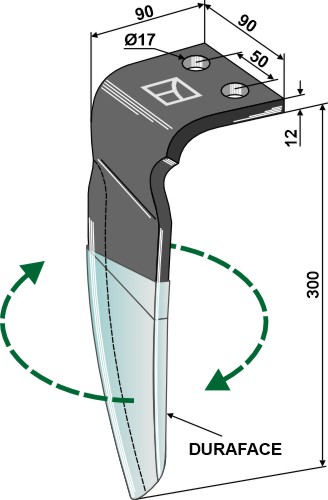 Kreiseleggenzinken (DURAFACE) - rechte Ausführung geeignet für: Vigolo dent pour herse rotative