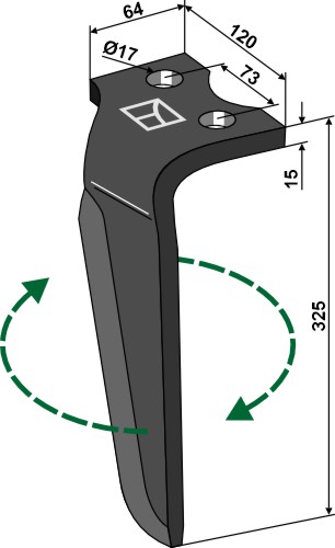 Kreiseleggenzinken, rechte Ausführung geeignet für: Vogel u. Noot tine for rotary harrow