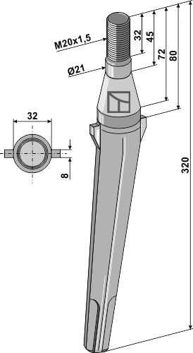Kreiseleggenzinken geeignet für: Remac tine for rotary harrow