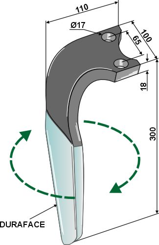 Kreiseleggenzinken (DURAFACE) - rechte Ausführung geeignet für: Rabe  dent pour herse rotative