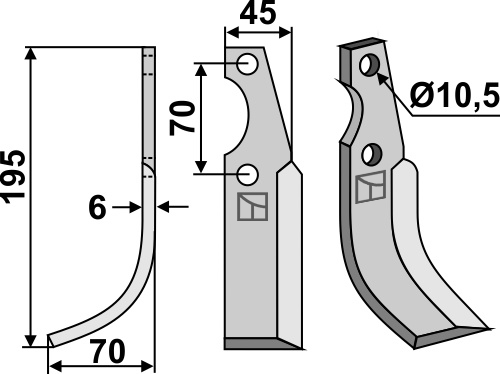 Fräsmesser, linke Ausführung geeignet für: S.E.P. nóż glebogryzark