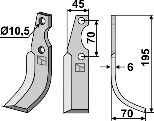 Fräsmesser, rechte Ausführung geeignet für: S.E.P. nóż glebogryzark