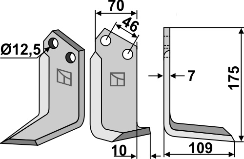 Fräsmesser 175x70mm, rechts geeignet für: Forigo-Roteritalia cuţit freză  