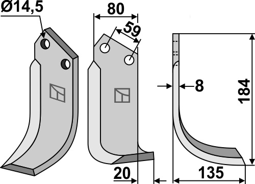 Fräsmesser, rechte Ausführung geeignet für: Sicma (Miglianico) Fräsmesser