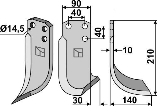 Fräsmesser, rechte Ausführung geeignet für: Tortella Fräsmesser und Rotorzinken