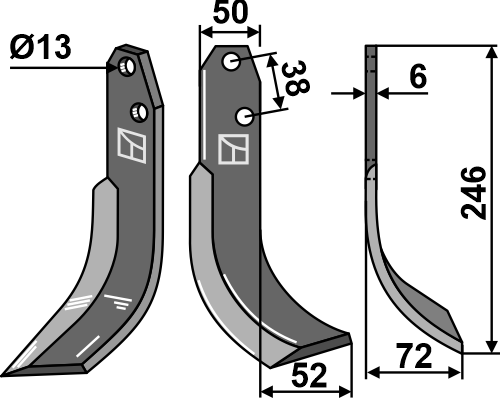 Fräsmesser, rechte Ausführung geeignet für: Valpadana Fräsmesser