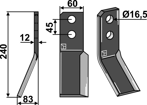 Fräsmesser, linke Ausführung geeignet für: Valentini Dent rotative